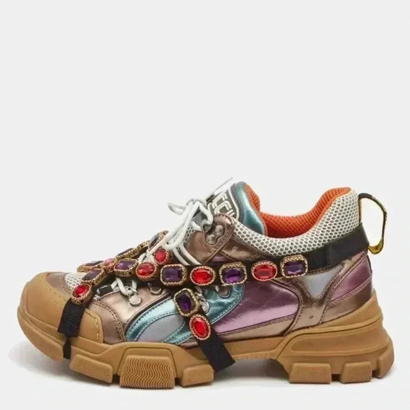 Gucci Multicolor Leather Flashtrek Reflective Sneakers Size 36 - Picture 3 of 15